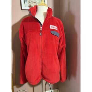 Ohio State Faux Fur Jacket Womens Large Red Super Soft Full Zip